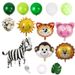 Set di palloncini in foil a forma di animali della giungla: leone, leopardo, elefante, zebra, scimmia, giraffa per decorazioni di compleanno e feste._voghion.com