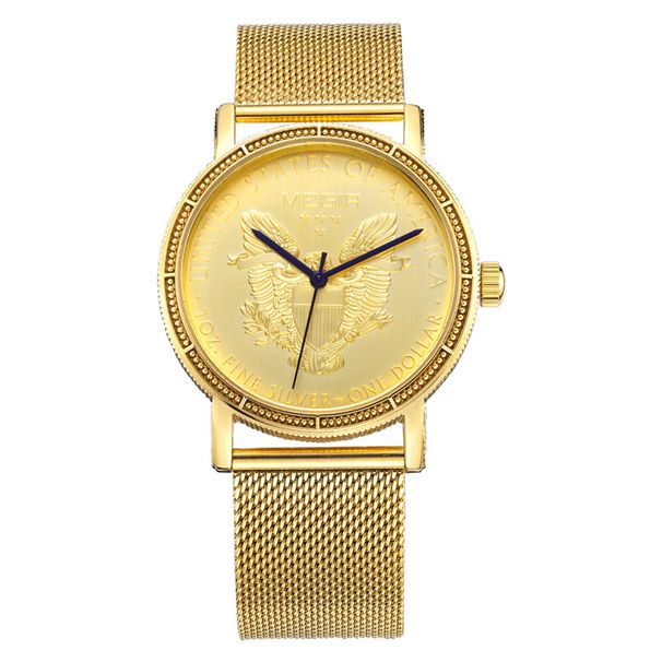 MEGIR Herrenuhr Ultradünne Quarzuhr Einfache Mode Edelstahlkettenuhr Herrenquarzuhr 2032_voghion.com