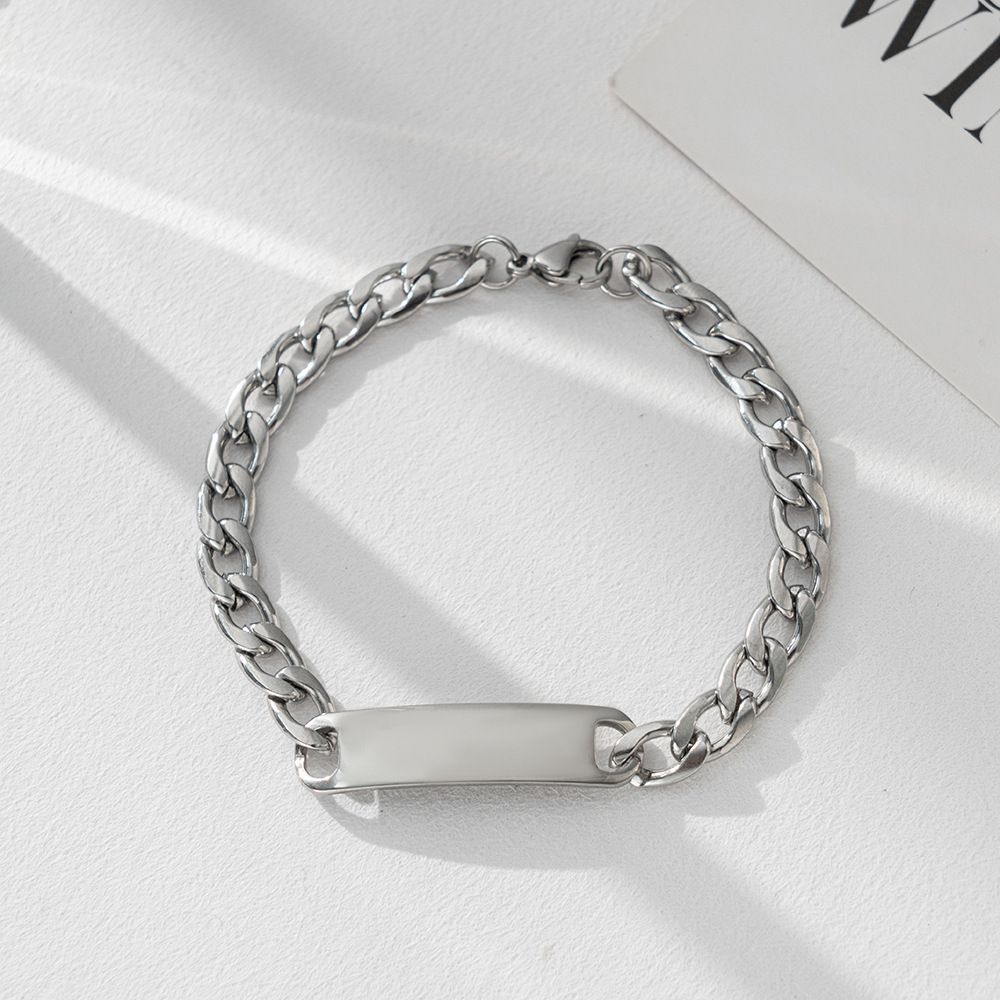 Bracciale semplice fai da te unisex alla moda con catena cubana in acciaio inossidabile, personalizzabile_voghion.com