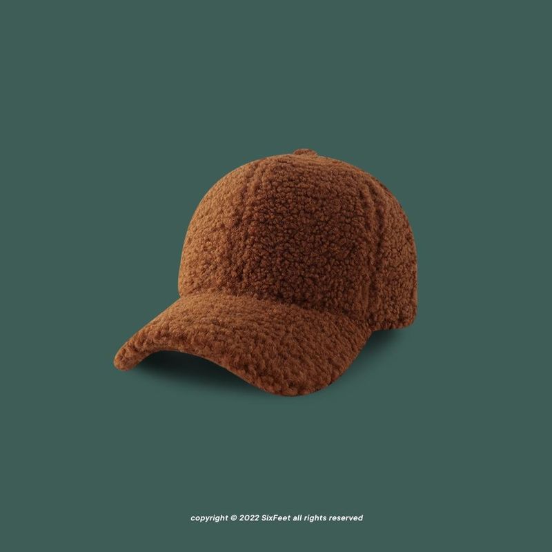 SixFeet Autunno/Inverno Verde Baseball Tinta Unita Semplice Faccia Mostra Piccolo Coreano Edizione Ins Peluche Cappello Lingua D'anatra_voghion.com