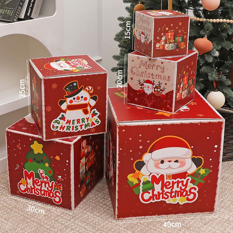 Set de 5 cajas de regalo navideñas - Embalaje de regalo navideño estilo europeo y con dibujos animados para pequeños obsequios (papel no patentado)_voghion.com