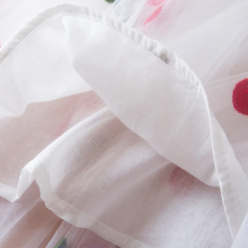 Kids’ Clothing Summer New Girls Dress Three Dimensional Wings Princess Dress Cherry Embroidery Baby Girl Mesh Skirt_voghion.com