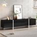 White & Black Contemporary Rectangle Design TV Stand, Unique Style TV Console Table For TVs Up To 80'', Modern TV Cabinet With High Gloss UV Sur_voghion.com