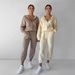 Damenbekleidung mit Kapuze, lässiges Sweatshirt-Set, zweiteiliges Set_voghion.com