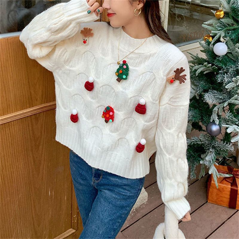 Lockerer, lässiger Weihnachtspullover für Damen_voghion.com