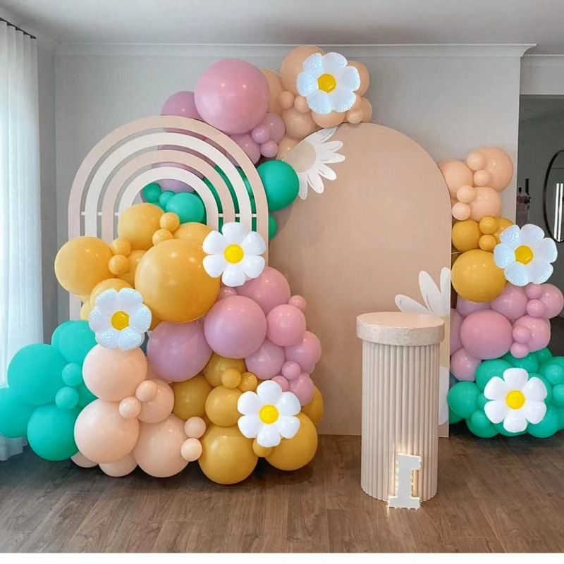 Daisy Balloon Garland Arch Set Matte Trendy Flower Theme Balloon Birthday Wedding Party Decoration_voghion.com