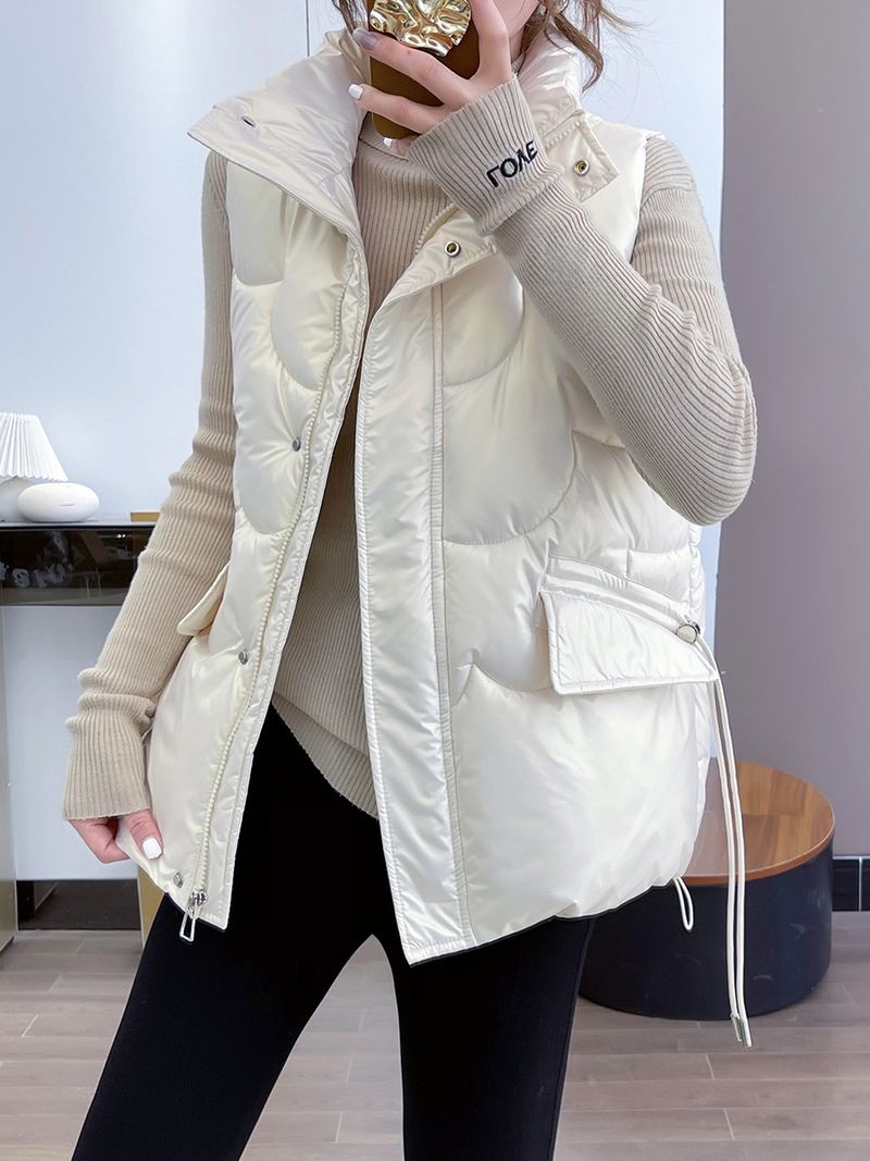 Down Cotton Vest Women's Fashion Trend Outwear Foreign Style 2023 Winter New Style Horse Jacket Bright Face Wash Free_voghion.com