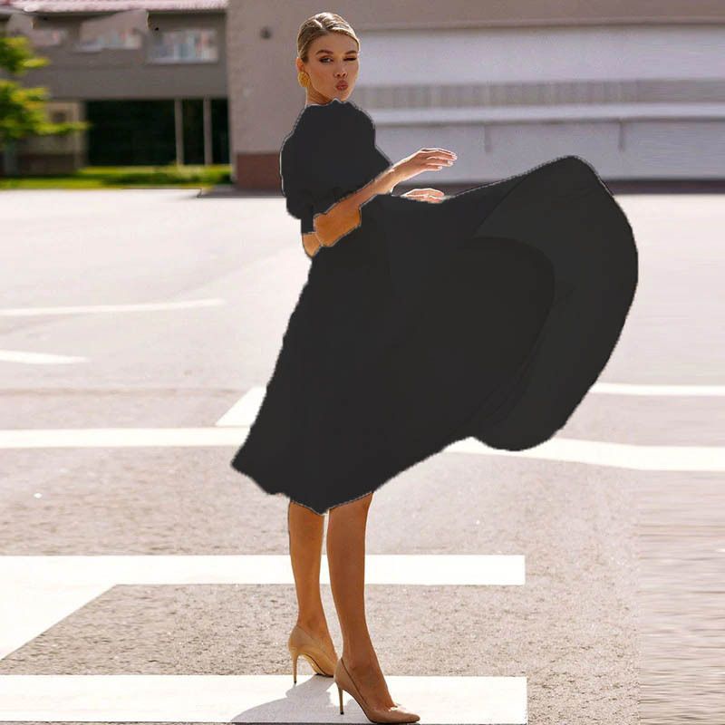 Neue Frühling Sommer Einfarbig Slim Fit frauen Kleid Mode Sexy Saum Kurzarm Midi Rock_voghion.com