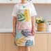 Fresh Light Plant Linen-like Kitchen Waterproof Apron Flower House Bakery Printed Overalls_voghion.com