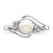 Sterling Silver Rhodium 6mm FW Cultured Button Pearl & Diamond Ring_voghion.com