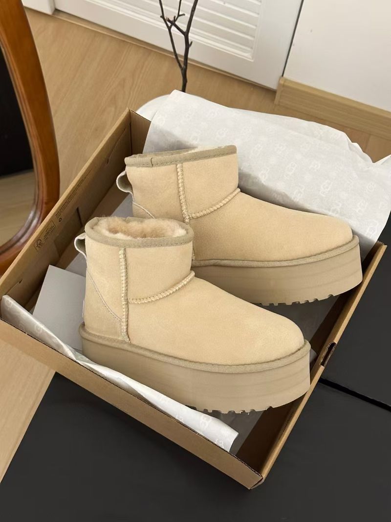 Nowe buty zimowe damskie Sangpo Snow Sheepskin Wool ze zintegrowanym grubym polarem i bawełną, idealne na zewnątrz i do noszenia na co dzień, ciepłe_voghion.com