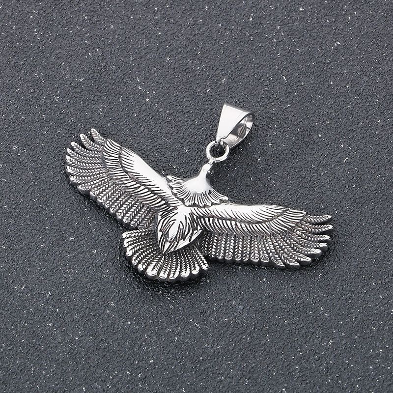 Men's Jewelry Hiphop Hip Hop Eagle Pendant Retro Vacuum Plating Eagle Wings Stainless Steel Men's Pendant_voghion.com