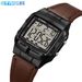 Men's Classic Retro Square Digital Sports Watch With Leather Strap, Waterproof, Multifunctional, Fashionable For Everyday Wear_voghion.com