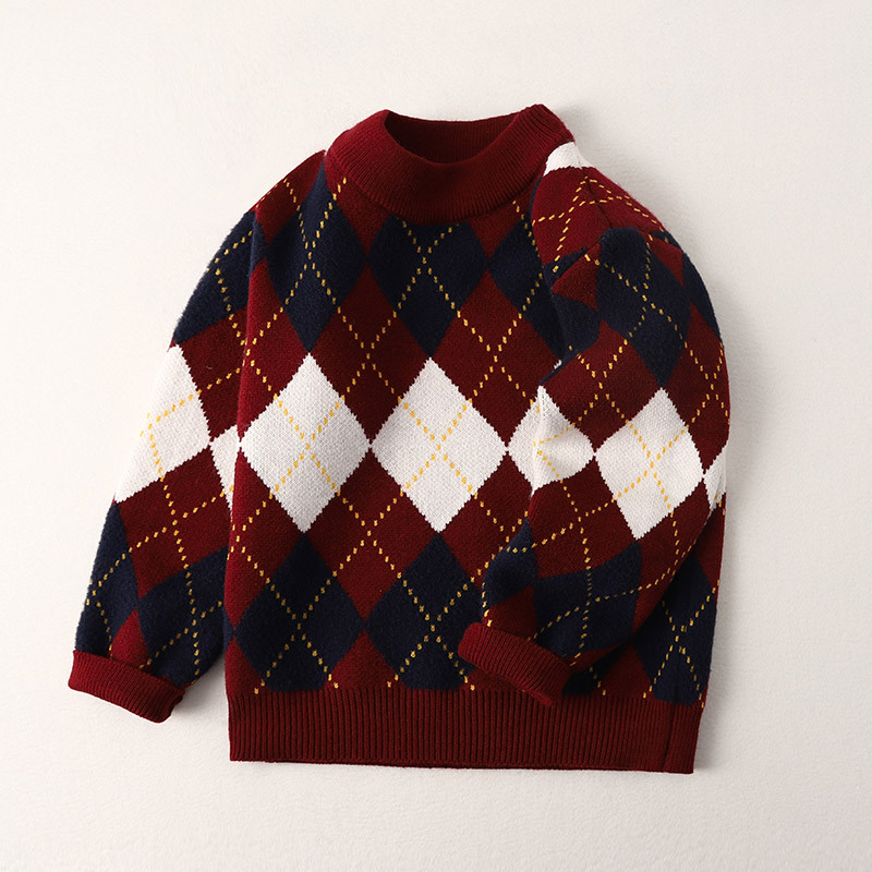 Kinderbekleidung Kinderpullover Kinder-Strickpullover mit gespleißten langen Ärmeln, College-Pullover für Herren und Mädchen_voghion.com