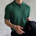 Sommer Herrenbekleidung Retro Gestricktes Revers Gestreiftes Poloshirt Einfarbig Kurzarm Mode Leicht Luxus Beliebt_voghion.com