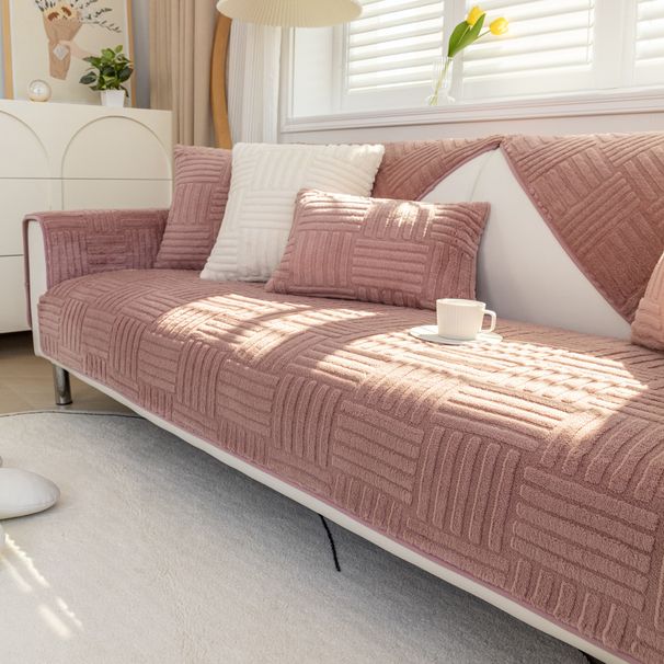 Pluszowa poduszka na sofę Zimowy styl Nordycki antypoślizgowy pokrowiec na poduszkę Ręcznik Nowoczesny prosty zimowy skórzany pokrowiec na sofę Oparcie_voghion.com