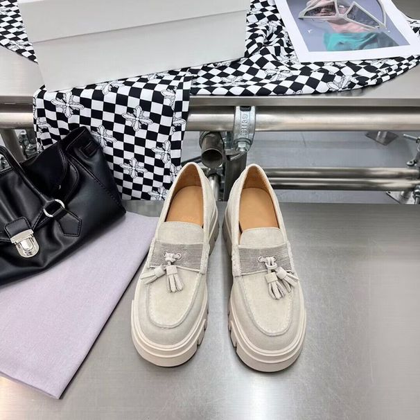 High End Quality Genuine Leather Thick Soled Loafers For Women, 2022 Autumn New Style Sponge Cake Shoes, One Foot Lazy_voghion.com