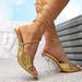 Damensandalen Goldsandalen Mode hochhackige Sandalen mit Damenschuhen High Heels Schnürschuhe mit speziellen Absätzen Damenschuhe_voghion.com