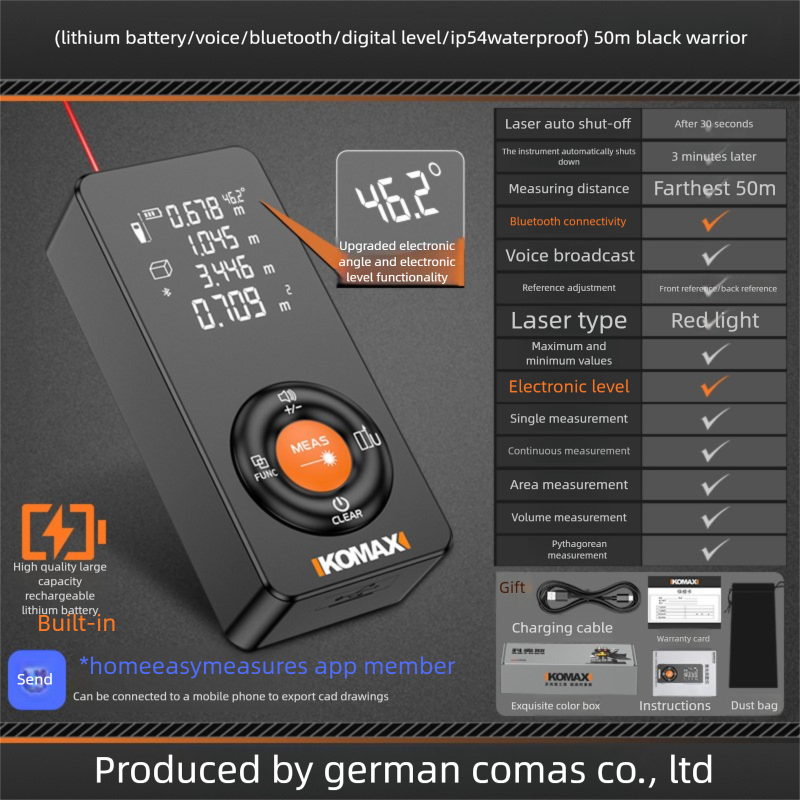Laser Rangefinder Infrared Industrial Grade High Precision Lithium Battery Power Room Artifact Handheld Measuring_voghion.com
