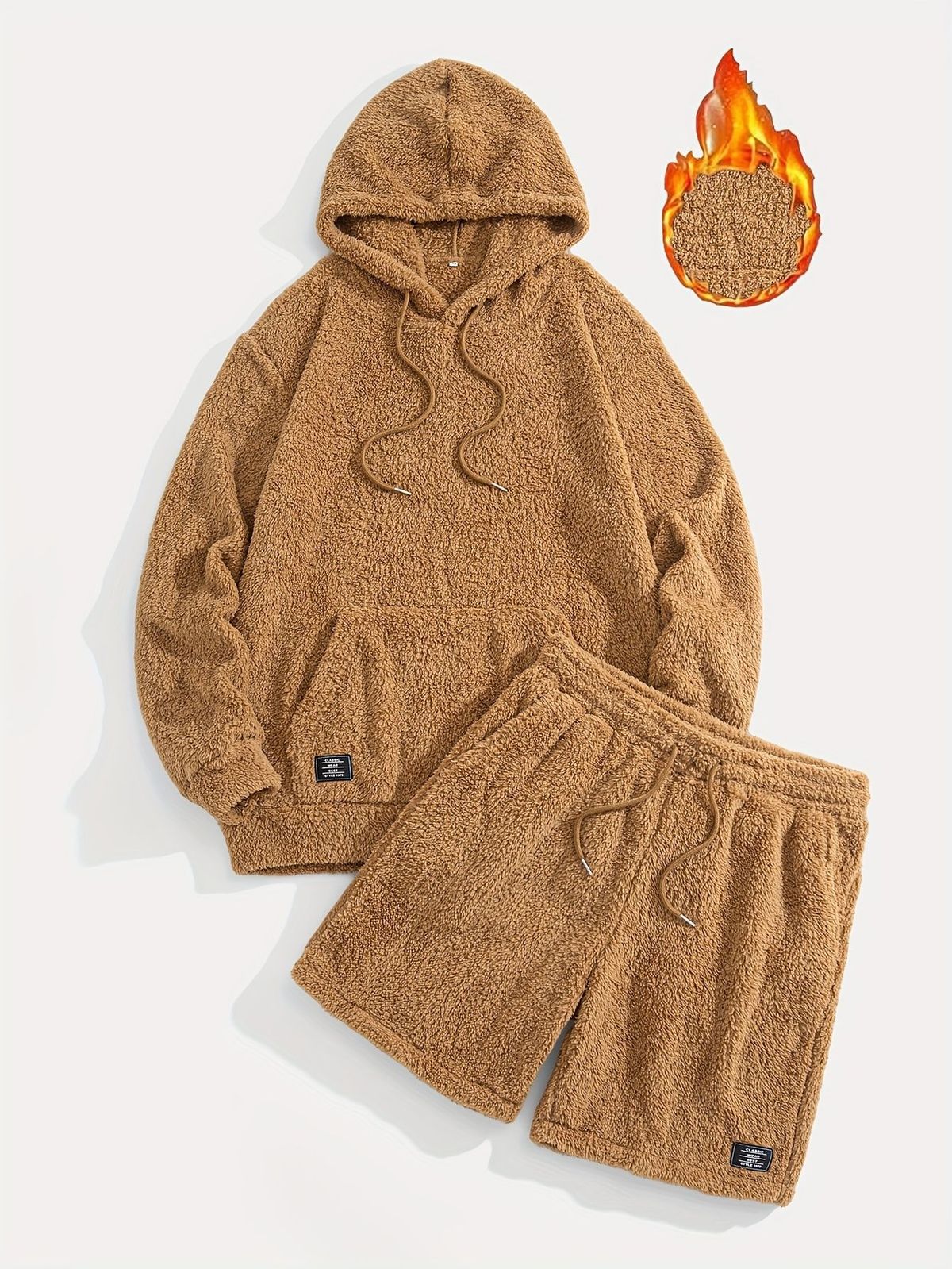 Felpa casual da uomo in pile polare con cappuccio per tenerti al caldo_voghion.com