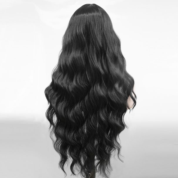 Αμερικάνικες περούκες πλήρες ακουστικό μαύρες μεγάλες κυματιστές φυσικές σγουρές χημικές ίνες υψηλής θερμοκρασίας μεταξωτές περούκες μακριά σγουρά μαλλιά_voghion.com