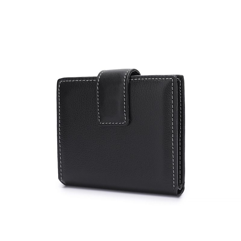 Cartera de piel auténtica para hombre, cartera corta de primera capa de piel de vacuno con múltiples ranuras para tarjetas y multifunción._voghion.com