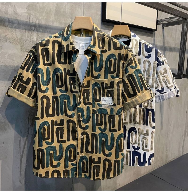 2025 Neues, hübsches, modisches Revers-Kurzarmhemd mit Volldruckmuster für Herren im Frühlings- und Sommertrend der Spitzenklasse_voghion.com