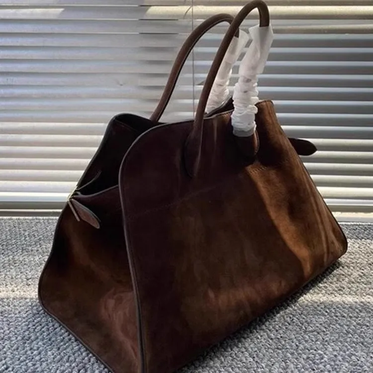 Suede light luxury, niche high-end, 2024 new soft leather large capacity commuting shoulder tote bag, big bag for women_voghion.com