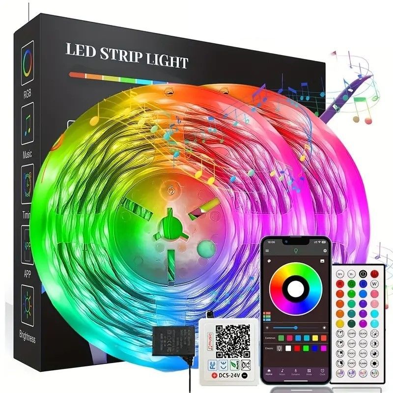 LED-stripverlichting RGB 24V Bluetooth IR-afstandsbediening, zelfklevende flexibele lichtbalk voor huisdecoratie, feest, reclame_voghion.com