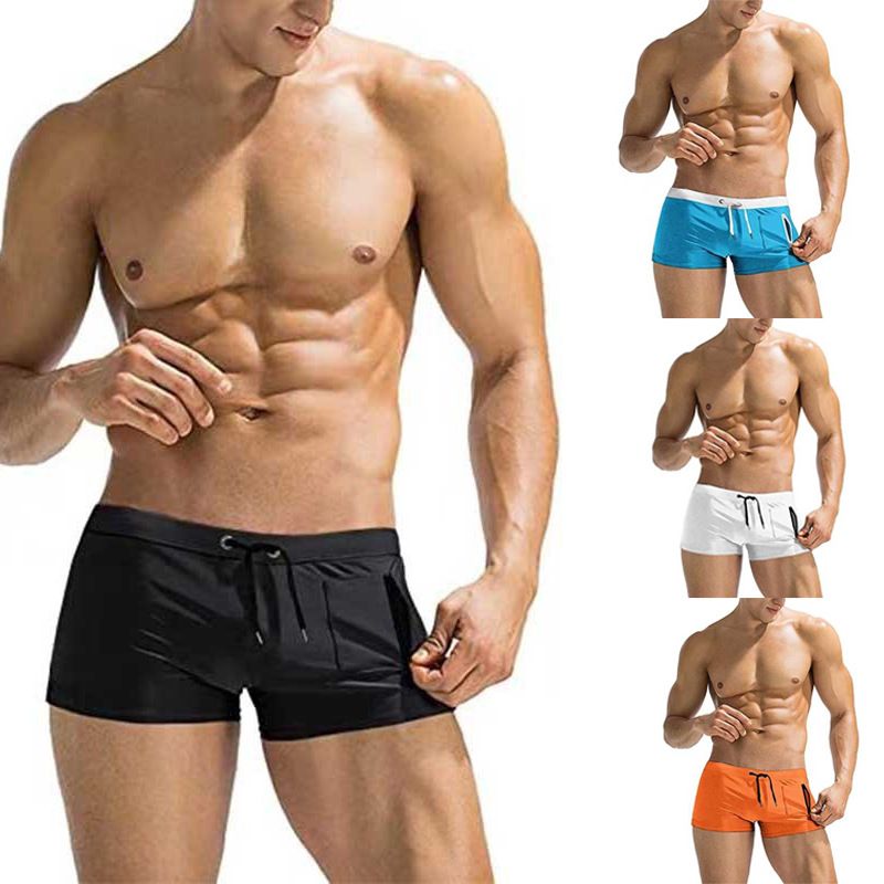 Men's Slim-Fit Swim Shorts - Solid Color With Side Zipper & Adjustable Drawstring (Quick-Dry Anti-Slip & UPF 50+) - Beach & Hot Spring Wear​_voghion.com
