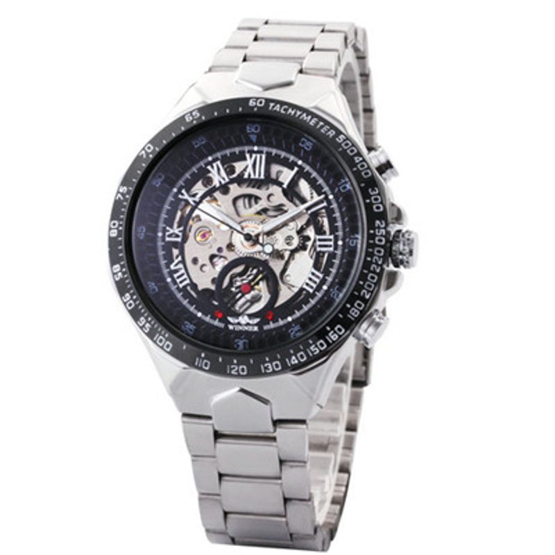winner432 Men's Automatic Business Casual Mechanical Watch Silver Steel Band Watch Men's Mechanical Watch_voghion.com