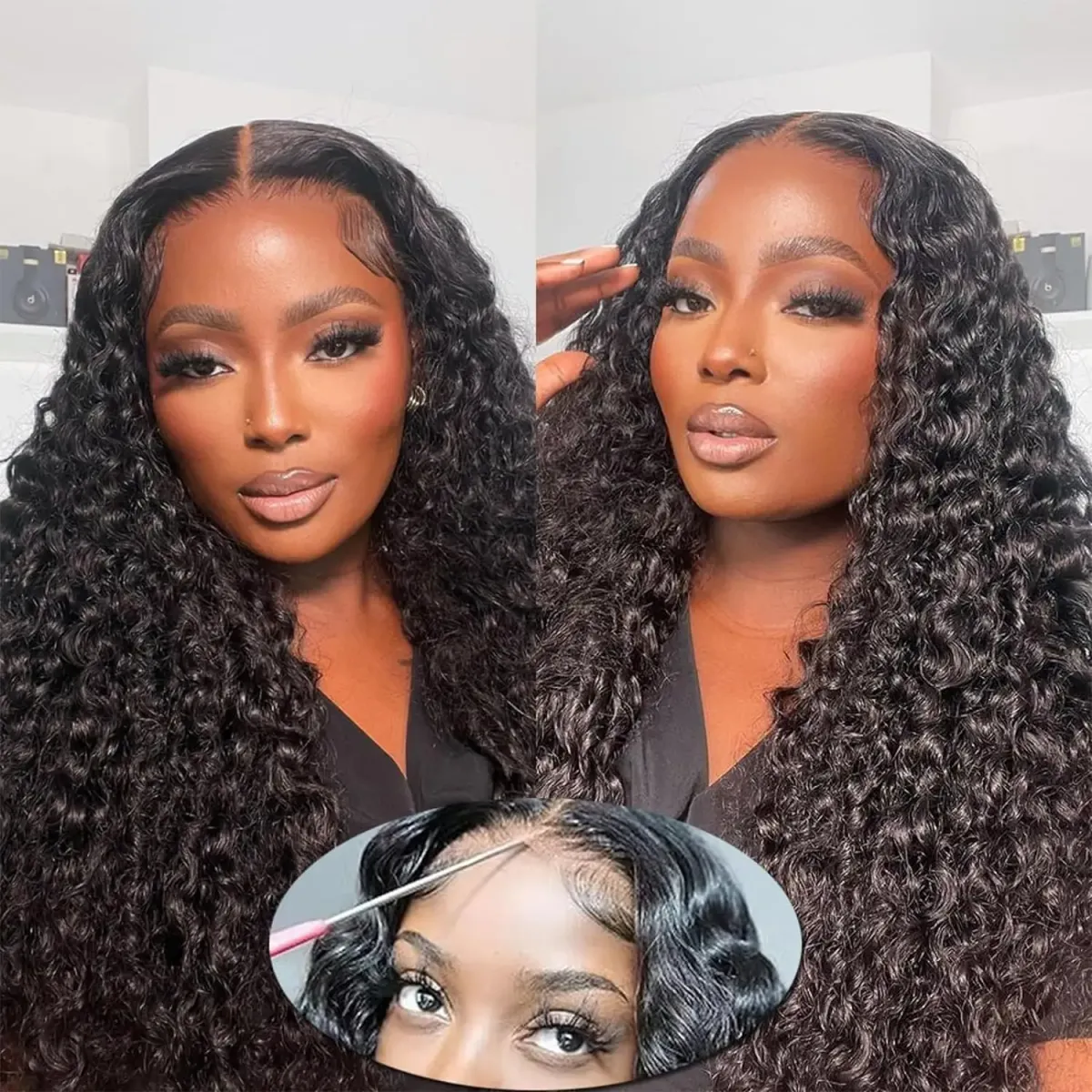 Glueless Human Hair Water Wave Lace Front Wigs for Women_voghion.com