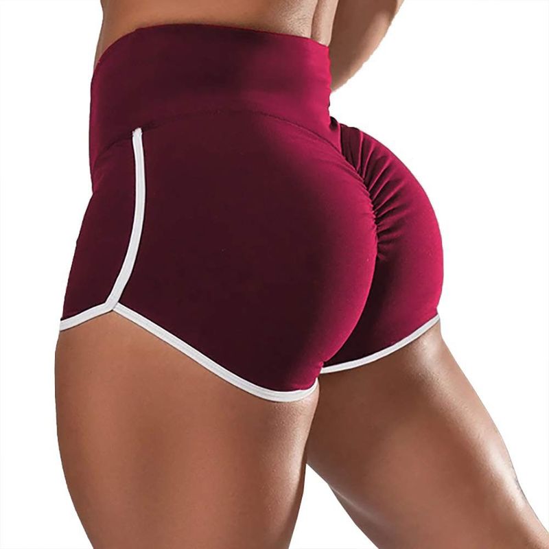 Damenbekleidung High Waist Workout Shorts Sexy Lifting Running Shorts mit weichem Milchseidenstoff, elastisch und atmungsaktiv - S-XXXL (Schwarz/Blau/Weinrot/Mehr_voghion.com