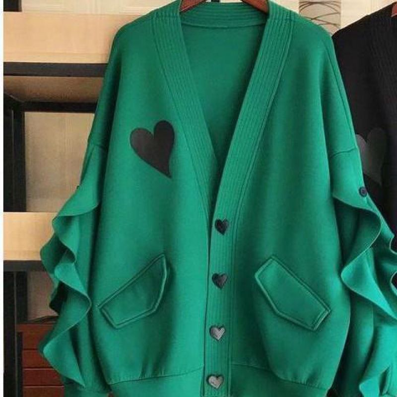 Vêtements pour femmes grande taille 2 300 catties fat mm lâche décontracté amour espace coton à volants manches chauve-souris vêtements pour femmes_voghion.com