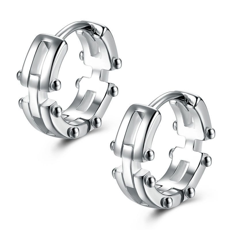 Men's Black Geometric Ear Cuff Single Earring 925 Silver Plated Punk Gothic Unisex Hipster Jewelry For Women & Men_voghion.com
