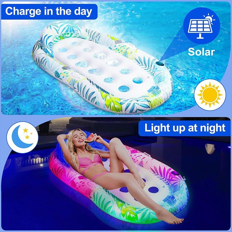Uppblåsbar hål flytande säng solskydd flytande rad vuxen loungestol lysande simring solarium gräsmatta paddling pool U-sits_voghion.com