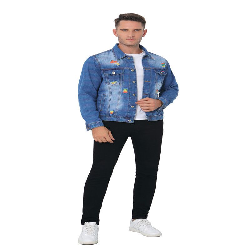Cămașă albastră din bumbac, cu un singur rând de nasturi, croială obișnuită, casual, pentru copii, mărime mare, cu cusătură laterală, ruptă_voghion.com