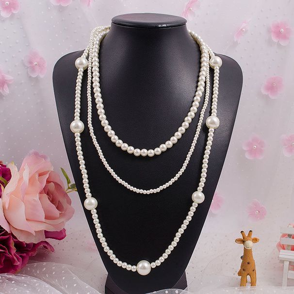 Mehrlagige Halskette für Damen Instagram Glasperlen Langer Pullover Dreilagige Cheongsam Schlüsselbeinkette, Elegant_voghion.com