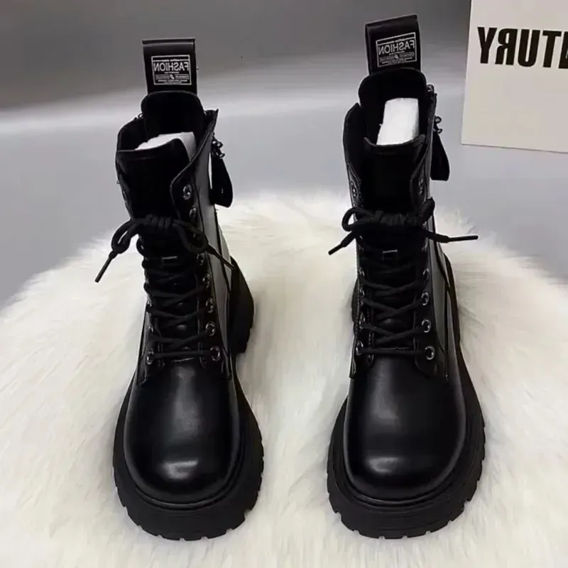 Damen SLX Winterstiefel im britischen Stil, Martin-Stiefel, Schwarz, Retro-Reißverschluss, Joker, dicke Sohle, hochwertige Stiefeletten aus weichem Leder_voghion.com