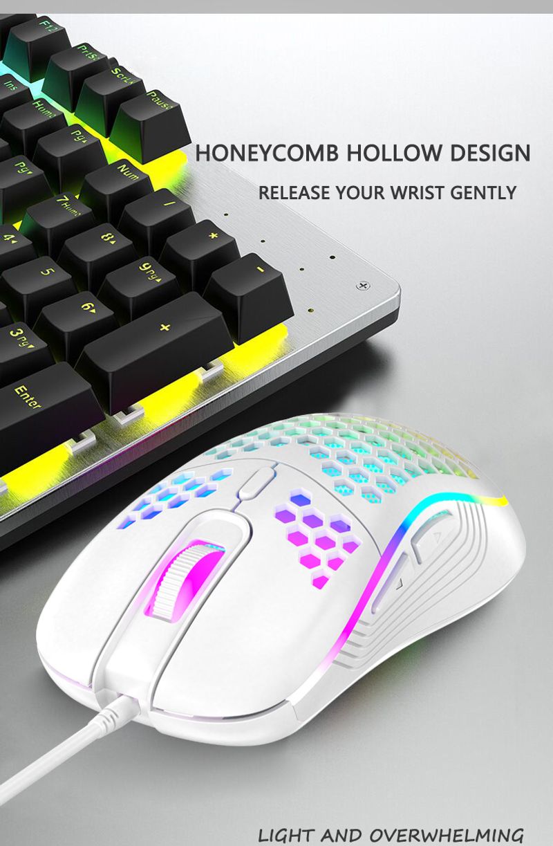 2.4G Wireless Hole Mouse Lightweight Game Mouse Luminous 7-color Breathing Light For Office Games_voghion.com