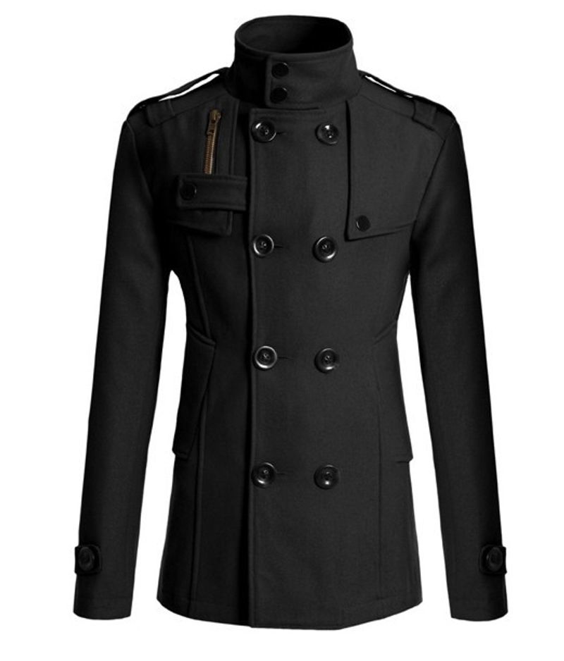 Men's Clothing New Men's Woolen Coat Men's Slim Medium Long Woolen Windbreaker Men's Jacket N3_voghion.com