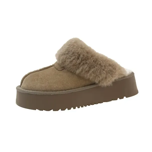 Neue Designer-Hausschuhe für Damen, versandkostenfrei, für drinnen und draußen, warm haltend, dickes Wollmaterial, klassische Plüschsandalen, braun_voghion.com