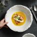 Rock Pattern Pointed White Ceramic Soup Noodle Unique Hotel Restaurant High-end Tableware Salad Bowl Large Size_voghion.com