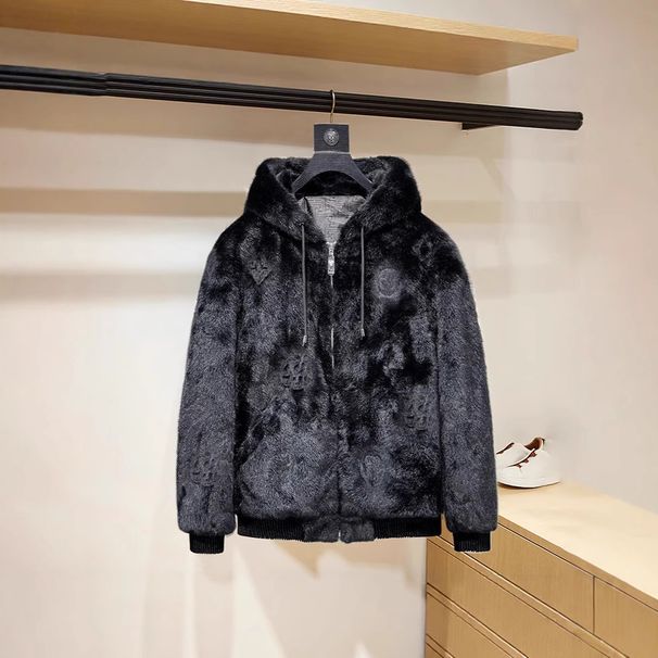 Men’s Faux Shearling Jacket – Hooded Short Coat With Quilted Leather Look & Plush Fleece Lining_voghion.com