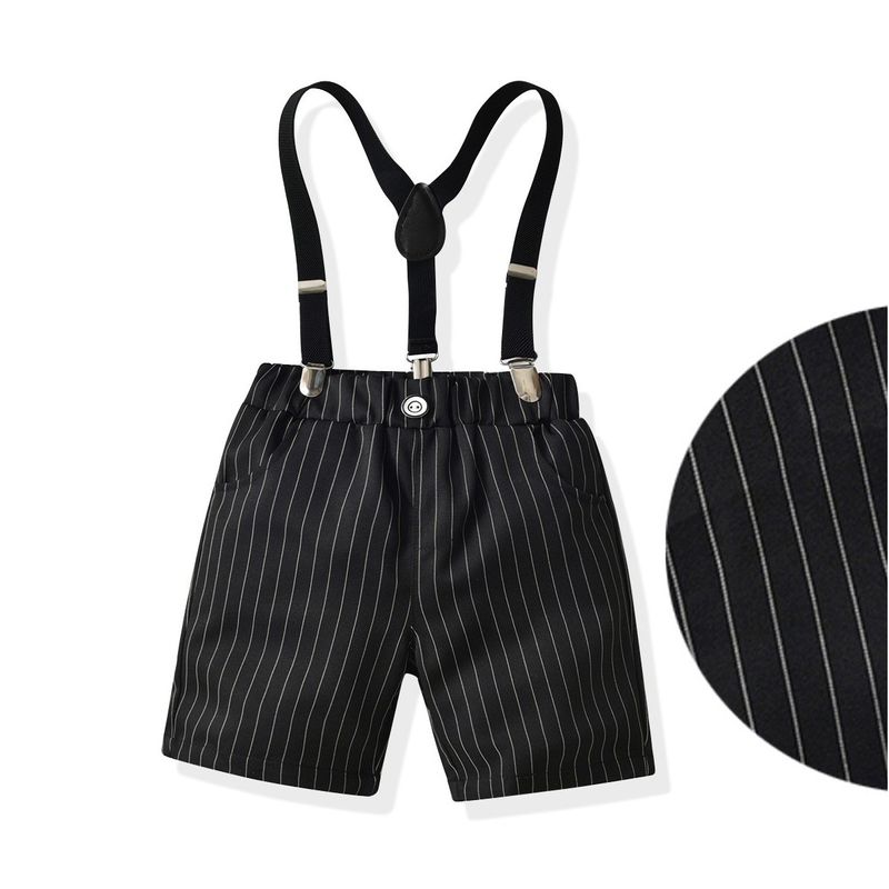 Pantaloni scurți țesuți Treasure pentru copii, mărimi mici și medii, cu dungi, primăvară/vară, 2024, pentru exterior sau casual_voghion.com