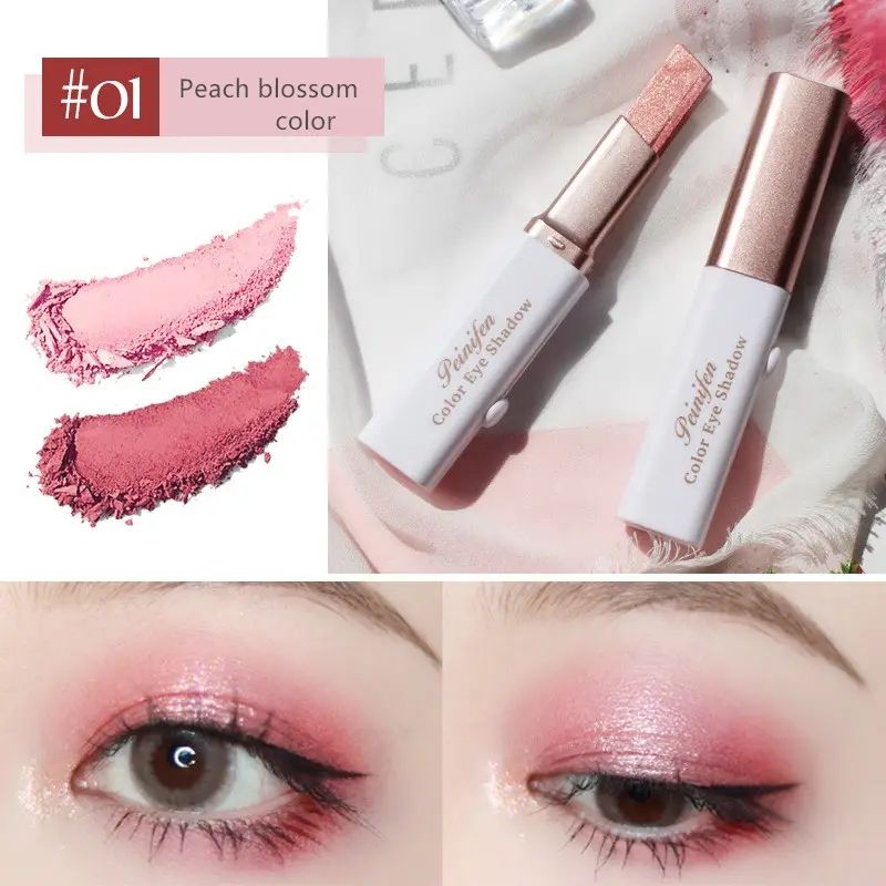 2 In 1 Doppel Farbe Glitter Lidschatten Stick Wasserdicht Gradienten Stereo Lidschatten-palette Bicolor Schimmer Schönheit Make-Up-Tools_voghion.com