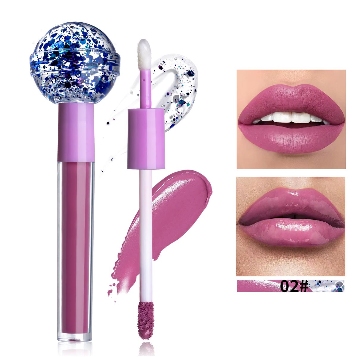 Lip Gloss Lollipop Double Head Lip Glaze Matte Overlay Pearlescent Glitter Lip Gloss Not Easy To Stick To Cups And Not Fading_voghion.com