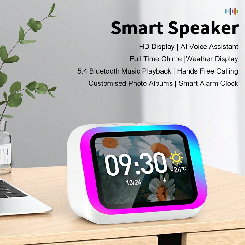 TF26 Pro Smart Speaker For Bluetooth Connection Voice Call Smart Speaker Large Screen Display_voghion.com