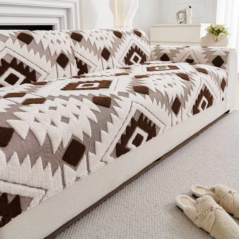 Bohemian Flannel Sofa Cushion Cover - Geometric Pattern Slip-Resistant Couch Protector (Multiple Sizes & Colors)​_voghion.com