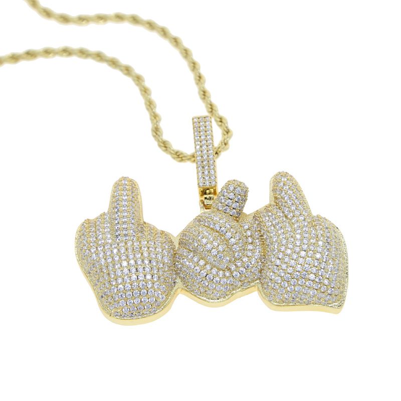 Neuer Palm-Gesten-Anhänger im Hip-Shop, Modetrend mit Zirkonia-Intarsien, Herren-Halskettenschmuck_voghion.com
